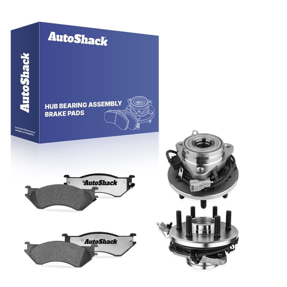 AutoShack Front Ceramic Brake Pads   Wheel Hub Bearing Assemblies with ABS Replacement for 2000 Ford F-150 6-PC Kit