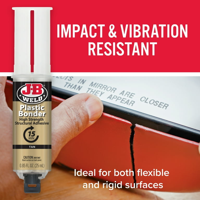 J-B Weld Plastic Bonder Tan Syringe Epoxy Adhesive 25 ml, quick