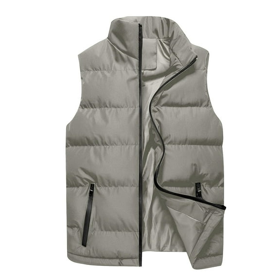 MELDVDIB Mens Zipper Puffer Vest Coats Fall Winter Sleeveless Jackets Warm Padded Solid Color Light Weight Outwear with Pockets