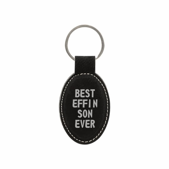 PrecisionNC Funny Son Gifts Best Effin Son Ever Engraved Keychain Key Tag Gift from Mom Dad (Black)