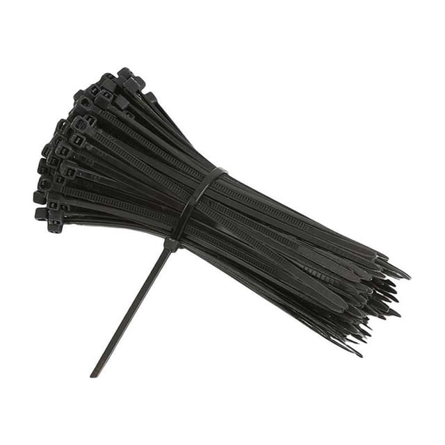 Transemion 100Pcs Self-locking White 2.5mm Width Cable Tie Wire Buckle Set Adjustable Accessory Fastening Binding Zip Home Black/M
