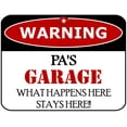 thumbnail image 2 of Flashing Blinking Red LED Laminated Funny Sign Warning Pa's Garage What Happens Here Stays Here, 2 of 5