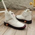 thumbnail image 2 of Zapatos de mujer con forro polar, cálidos, de caña alta, acolchados de algodón, zapatos de invierno hechos a mano con costuras para mamá, suela suave y plana, 2 of 6