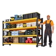 thumbnail image 6 of MIIIKO Heavy Duty 4-Tier Adjustable Storage Shelves, 5000LBS Capacity Metal Shelving Unit, 71"W x 24"D x 70"H Steel Rack for Garage Warehouse Basement, Commercial Utility Shelving, Black&Yellow, 6 of 9