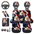thumbnail image 6 of Binienty Bald Eagle American Flag Car Seat Covers Front And Back Full Set 14 Pieces Automotive Seat Covers with Armrest Cover 15 Inch Steering Wheel Cover Non Slip Universal Highback Bucket Seats, 6 of 8