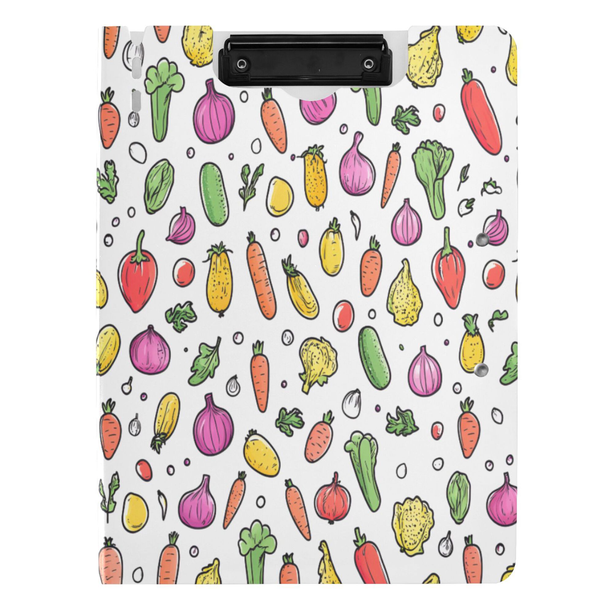 FORMRS A4 Clipboard Folder with Pen Holder Horizontal Foldable School Office Binder, Various Vegetables Pattern