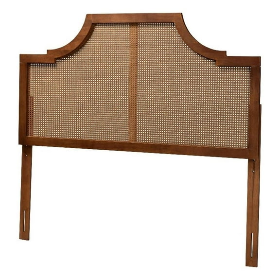 Pemberly Row Ash Walnut Finished Wood and Rattan King Size Headboard