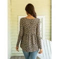 thumbnail image 2 of CALIPESSA Womens Fall Waffle Knit Leopard Print Tunic Peplum Tops Long Sleeve Casual Flowy Navy Blue Henley Shirt, 2 of 4