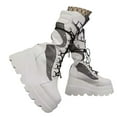 thumbnail image 2 of Womens Goth Platform Boots Chunky Heel Boots Lace Up Zipper Round Toe Mid Calf Boot, 2 of 5
