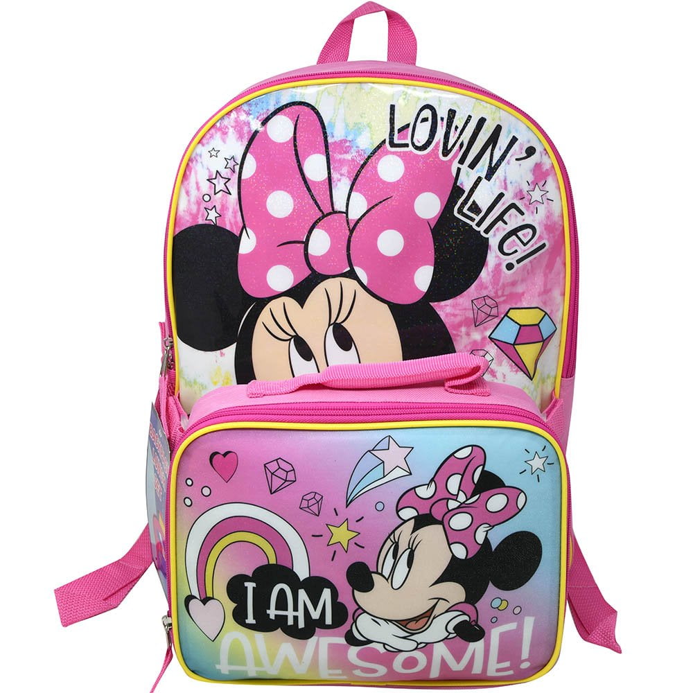 Minnie Mouse 12" Toddler Size Backpack Nice Day Plus Lunch Bag 
