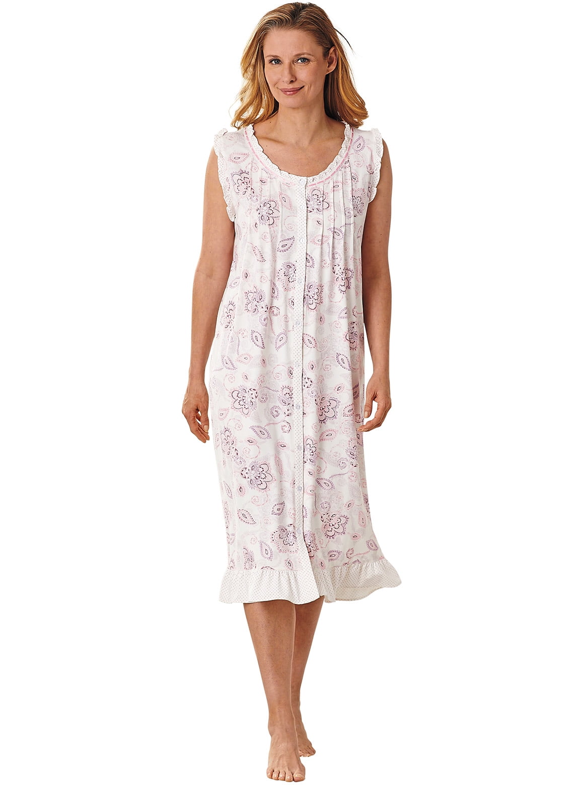 Floral Button Down Nightgown by Cozee Corner