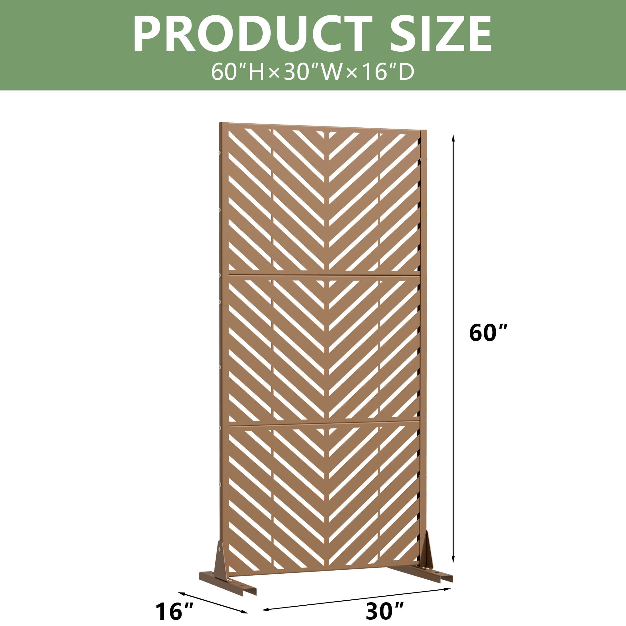 MAYEERTY Outdoor Metal Privacy Screen 5ft Brown, 3-Panel Parallel Decorative Screen, Rust-Resistant for Patio