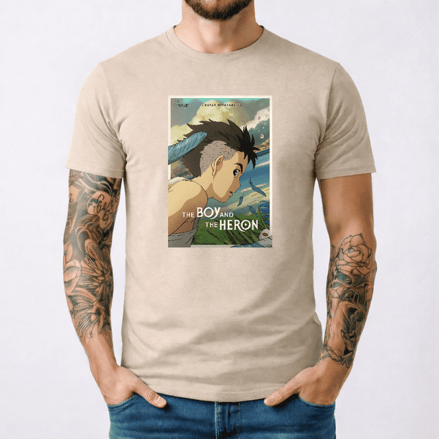 Studio Ghibli le Garçon et le Héron T-Shirt Graphique Aquarelle