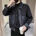 thumbnail image 2 of Chaqueta vaquera con botones y cuello en V para hombre, ropa de abrigo informal vintage de diseñador Y2k Elatic al precio más bajo, abrigo vaquero de alta calidad y baja para hombre, 2 of 4