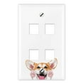 thumbnail image 1 of WIRESTER 4-Port Wall Plate for Keystone Jacks Modular Inserts Ethernet Cable, Red Pembroke Welsh Corgi Dog, 1 of 1