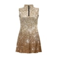 thumbnail image 4 of Garronmavis Gold Glitters Golf Dress Sleeveless for Women Size L Casual V-Neck Athletic Tennis Dress Collared Half-Zip Athletic Tank Dresses Workout Outfits, 4 of 7