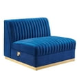 thumbnail image 5 of Modway Sanguine 5-Piece Velvet Left-Facing Modular Sectional Sofa in Navy, 5 of 6