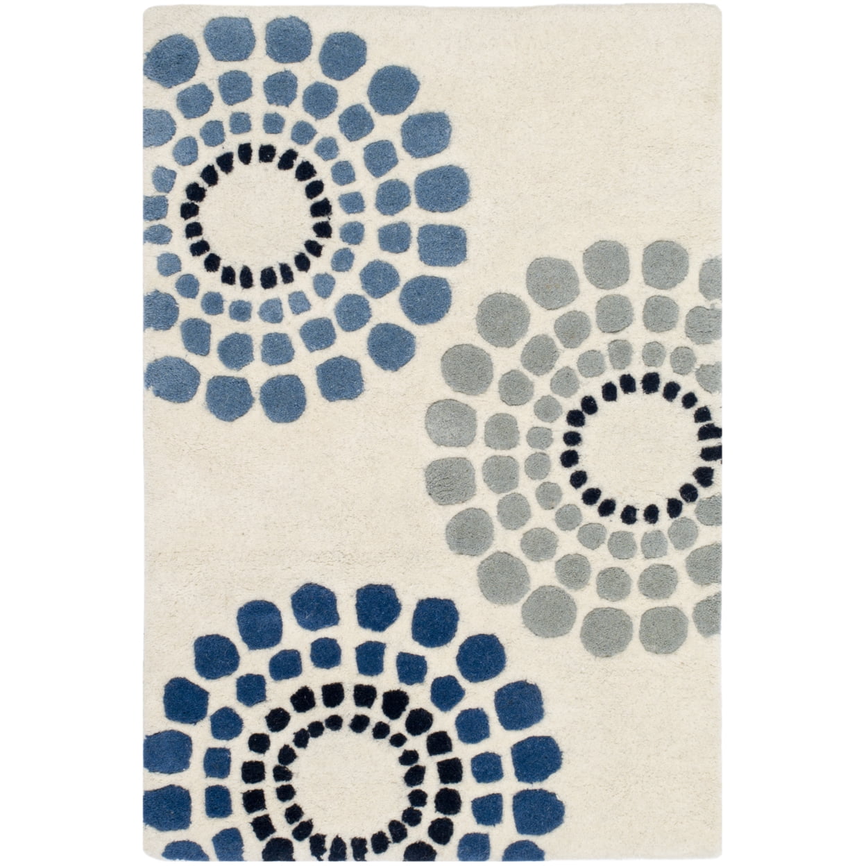 SAFAVIEH Soho Louise Polka Dots Wool Area Rug, Ivory/Multi, 8' x 8' Round