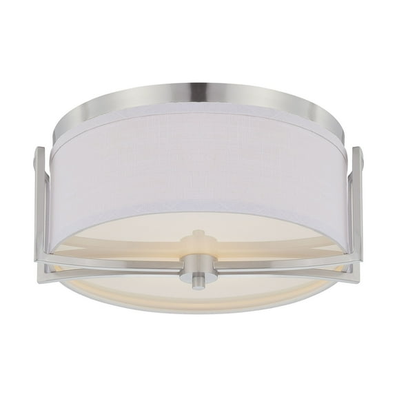 Nuvo 60-4761 - Gemini - 2 Light Flush Dome Fixture w/ Slate Gray Fabric Shade