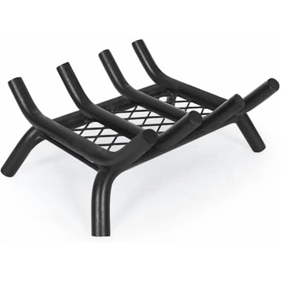 Fireplace Grate 14inch with Ember Retainer | Fireplace Log Grate with Heavy Duty Solid Round Steel 3/4” Bar | No Assembly Required Hearth Grate for Firepit Firewood Log Indoor Wood Stove Burning