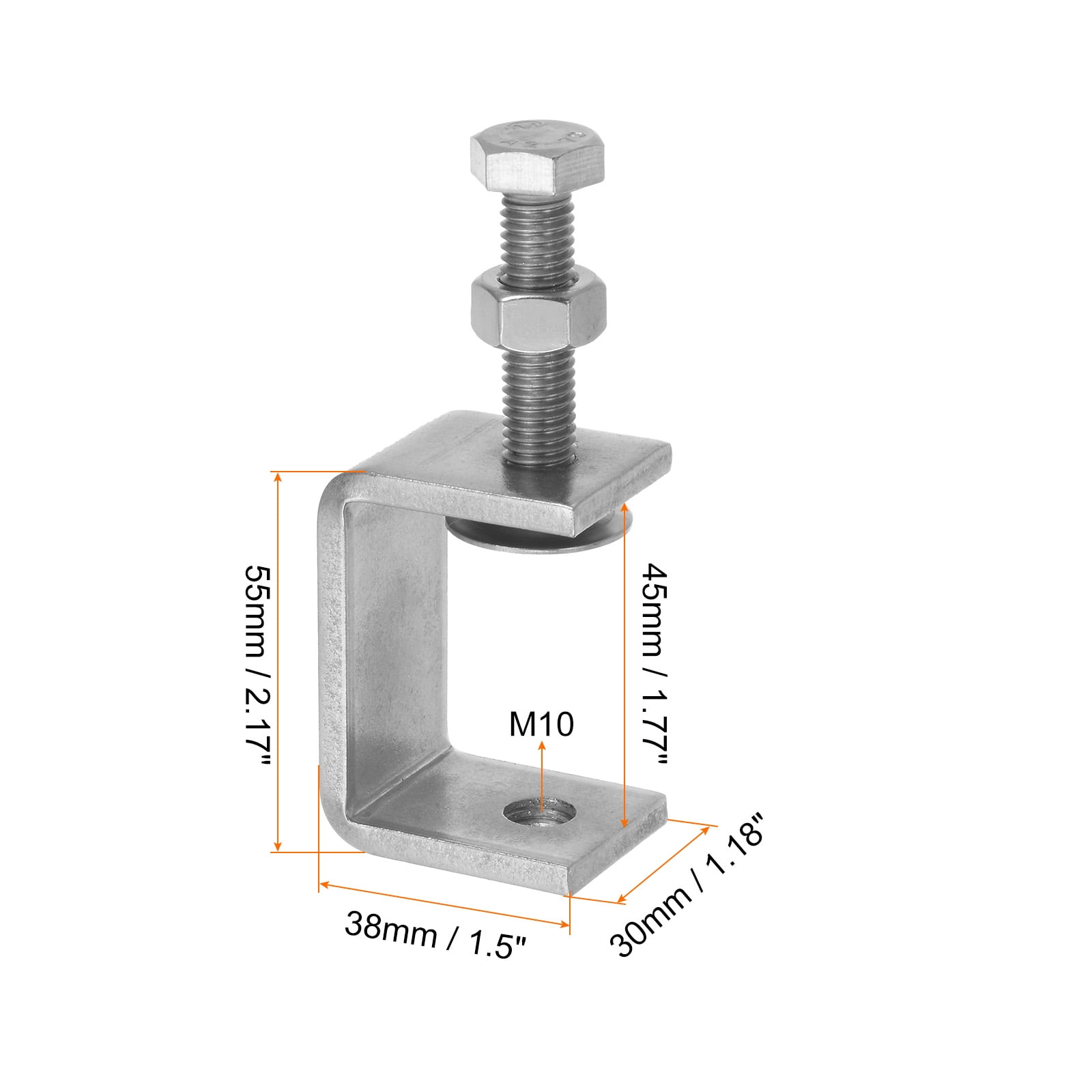 2Pcs Stainless Steel C Clamps Mini 1.77" Wide Jaw Opening Small Metal U Clamp for Woodworking Household Mounting