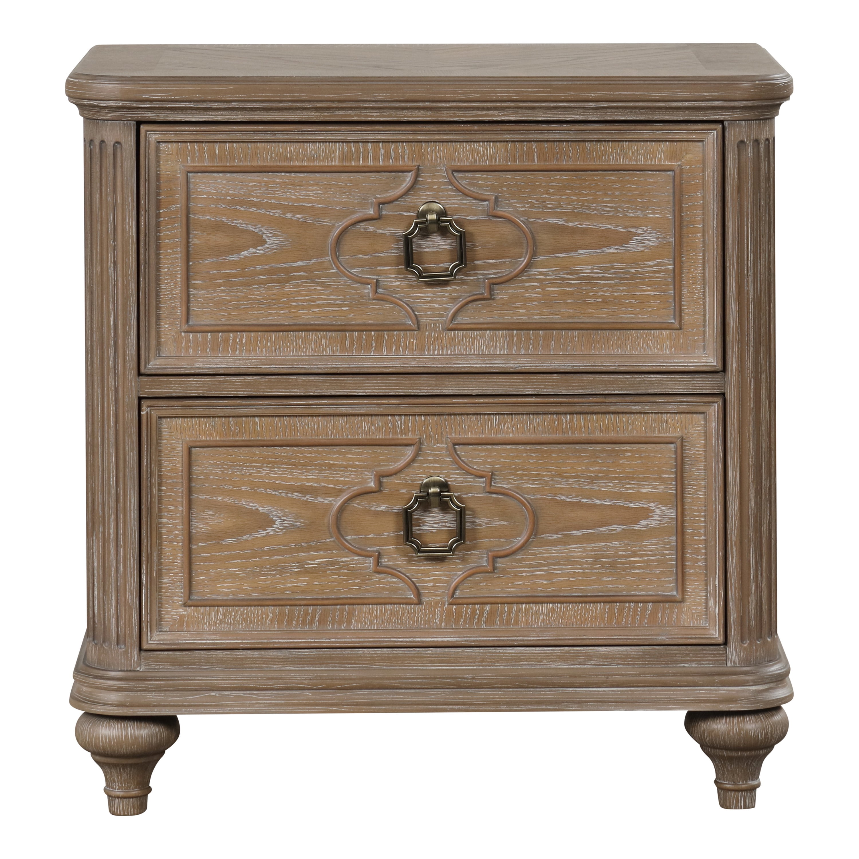Furniture of America Jares Adult Transitional 2-Drawer Nightstand with USB Port, Rustic Oak