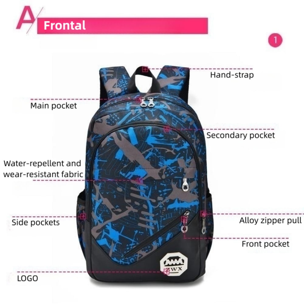 Tyethy School Backpack Boys School Bag Set with Crossbody Bag and Pencil Case, 3-in-1 Kids Bookbag for Elementory, Blue