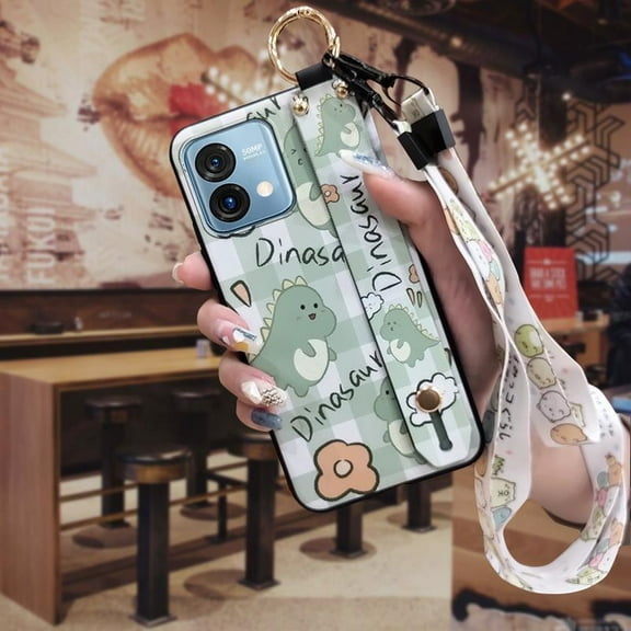 KDY-Phone Case For MOTO G Stylus 5G 2023, Back Cover Cartoon Wristband Durable Lanyard Silicone Fashion Design Kickstand Soft case ring Shockproof Waterproof Dirt-resistant Anti-dust