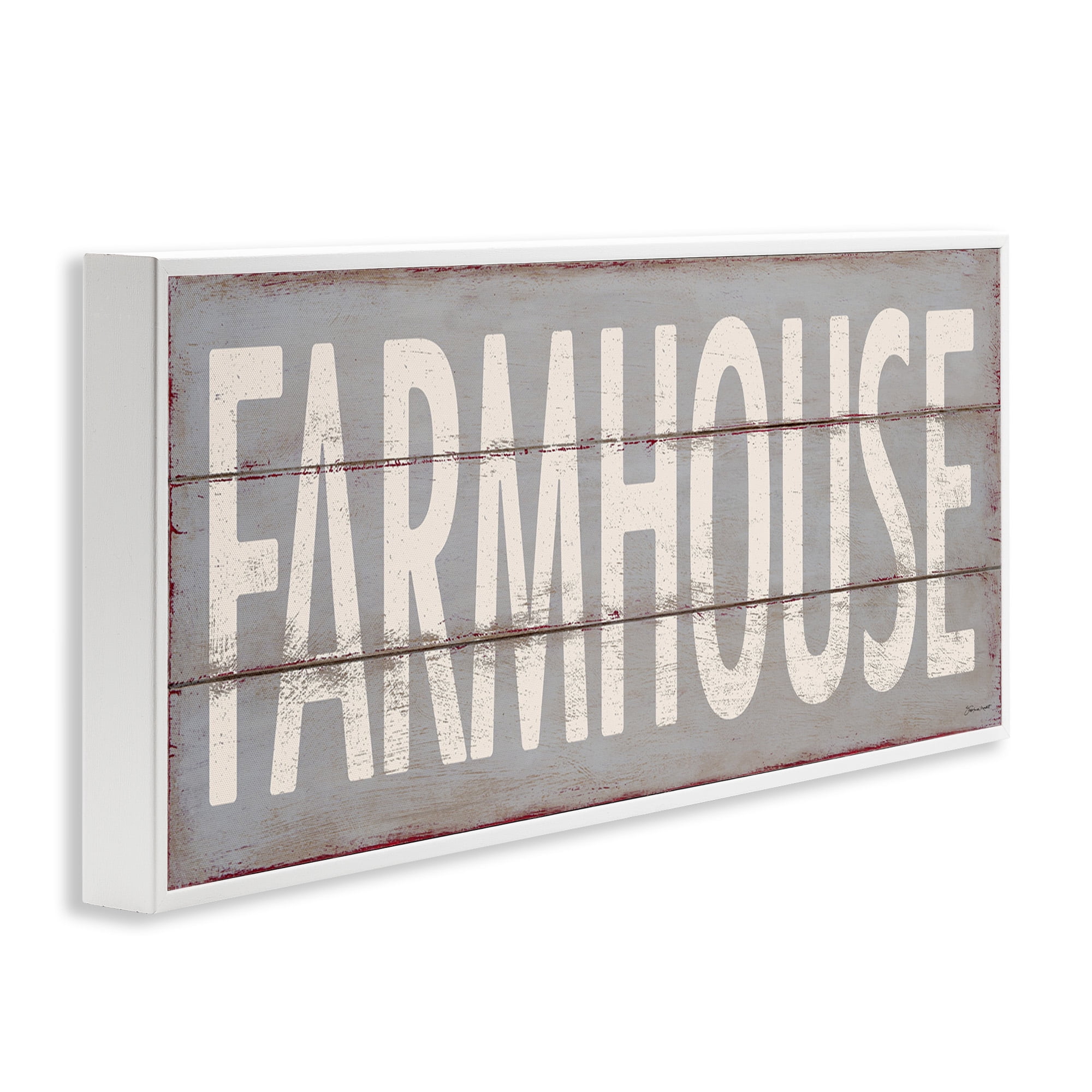 Stupell Industries Farmhouse Rustic Planked Design Typography Painting White Framed Art Print Wall Art, 24 x 10