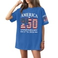 thumbnail image 2 of Women's Short Sleeve Round Neck T-Shirt with USA 250th Anniversary Flag Print, Loose Fit Casual Independence Day Top for Patriotic Celebrations Blue 3XL, 2 of 5