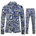 thumbnail image 4 of Edvintorg Men's 2 Pieces Suit Elegant Print Ed One Button Slim Fit Single Breasted Party Blazer Pants Set for Party,Wedding and Business Plus Size Fasion Suits Blue L, 4 of 7
