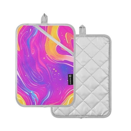 

2 Pcs Pot Holders Sets Oven Mitts Square Potholders Oven Hot Pads Heat Resistant for Kitchen Cooking Baking 7 x9.8 Vibrant Colors and Swirls