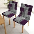 thumbnail image 2 of Abstract Patchwork Chair Covers Slipcovers Set of 4,Spandex Super Fit Stretch Removable Washable Kitchen Parsons Protector for Dining Room Hotel Ceremony Purple Grey Dining Chair Cover, 2 of 5