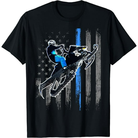 American Flag Snowmobile Shirt Men Snowmobile Riding Gift T-Shirt