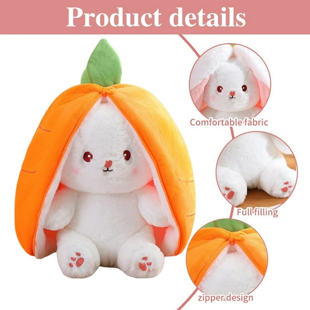 Conejito De Peluche Rosa Con Fresa Escondida, 25 Cm, Suavecito Y Adorable, Ideal Para Regalar En Pascua A Niños, Niñas Y Bebés