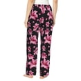 thumbnail image 3 of Goofa Lilies Flowers Printed Soft Pajama Pants for Women, Wide Leg Comfy Casual Lounge Yoga Pants-Large, 3 of 9
