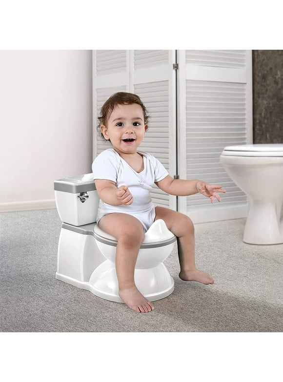 RONBEI Realistic Potty Training Toilet for Kids and Toddlers w/ Flushing Sounds, Splash Guard
