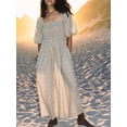 thumbnail image 2 of Gupgi Robe Bohème pour Femme à Encolure Carrée, Manches Bouffantes, Longue Robe à Fleurs, Décontractée, Vacances, Ample, Robe d'Été, 2 of 7