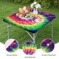 thumbnail image 4 of Colorful Tie Dye Pattern Square Fitted Tablecloth with Elastic Edge,Square Table Cover,Washable Elastic Table Cover for Home Kitchen Party Decor 34"x34", 4 of 6