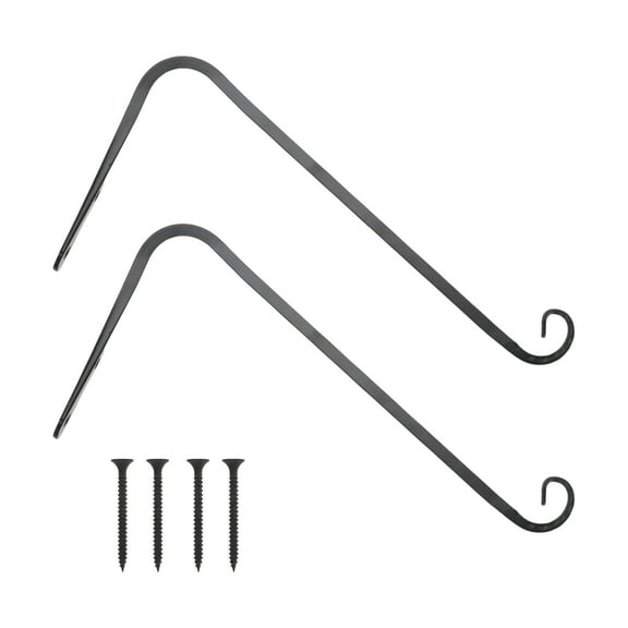 Unique Bargains 2pcs Plant Hanger with Screws 12inch Iron Plant Hangers Hanging Brackets Wall Hooks Black