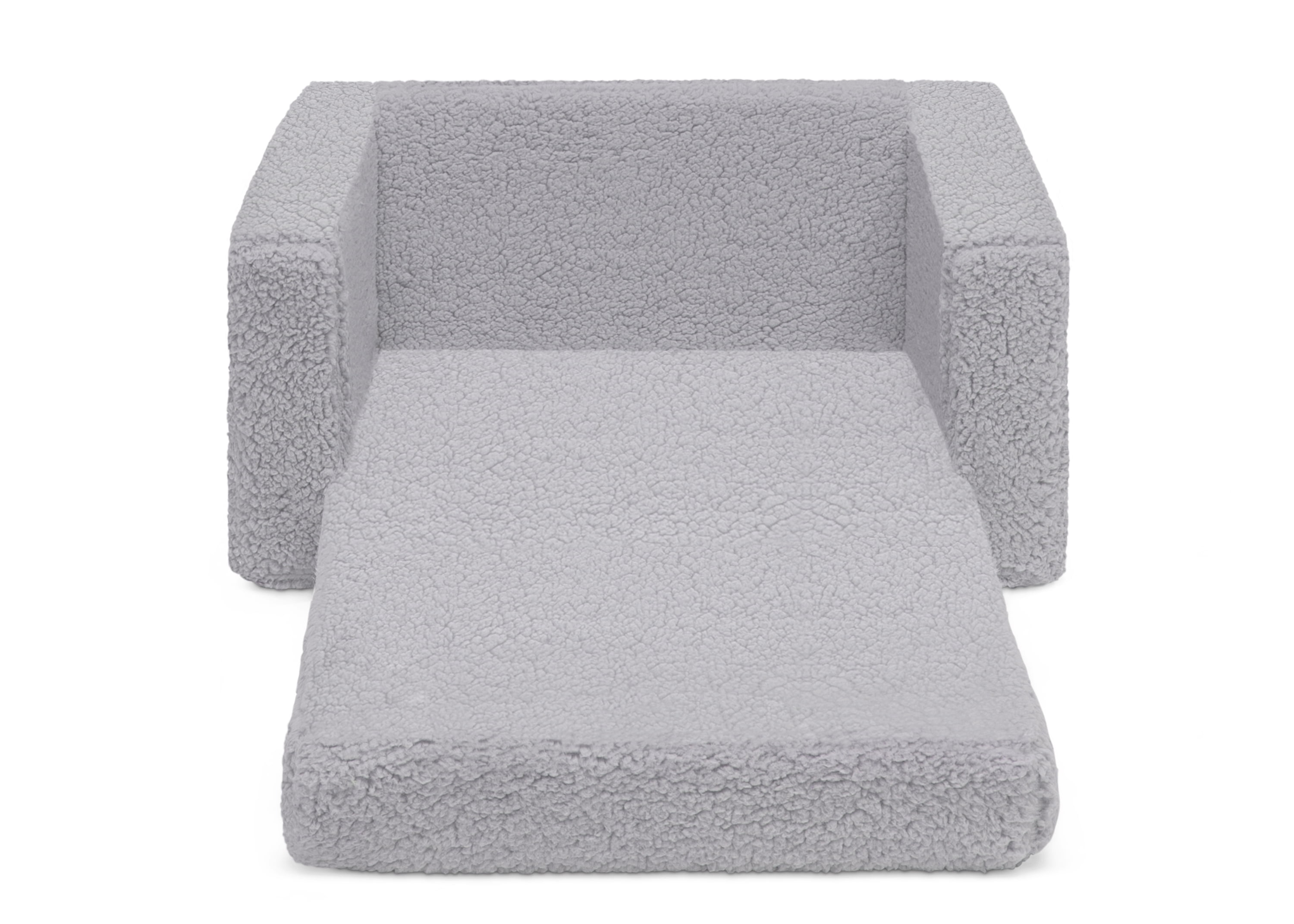Delta Children Cozee Flip-Out Sherpa 2-in-1 Convertible Chair to Lounger for Kids, Grey