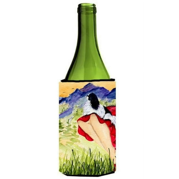 Lady With Her Japanese Chin Wine bottle sleeve Hugger - 24 oz.