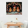 thumbnail image 2 of Creowell Oil Painting Print on Canvas Framed Wall Art Christmas Watercolor Robin Bird Artwork Canvas Picture Prints for Bedroom Living Room Bathroom Decoration Winter Snowflake on Red 20x16 Inch, 2 of 3