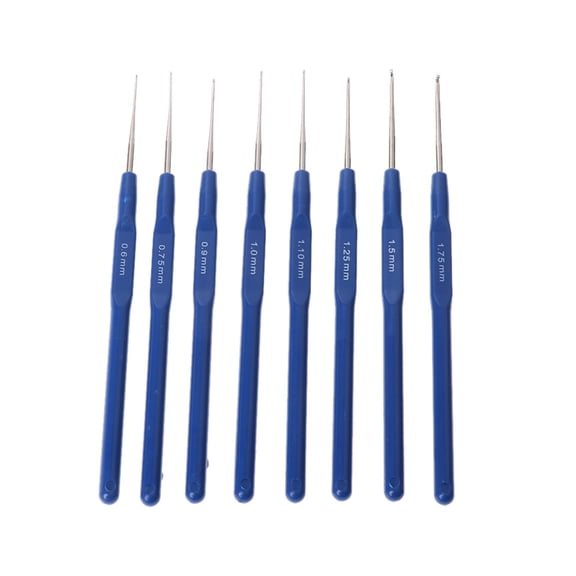 JUNTEX 8pcs Metal Knitting Needles Crochet Hooks Kits With Ergonomic Grips 0.6-1.75mm