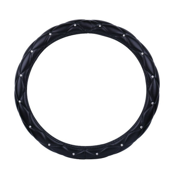 TFixolUniversal Car Steering Wheel Cover with Crystal Diamond Black Fashionable and Sporty Steering Wheel Cover for Women