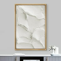 PixonSign Framed Wall Art Geometric White Minimal Paint Stroke Waves Abstract Shape Paintings Minimalism Modern Art Decor Contemporary Canvas Prints Fine Art for Rooms - 24"x36" Natural