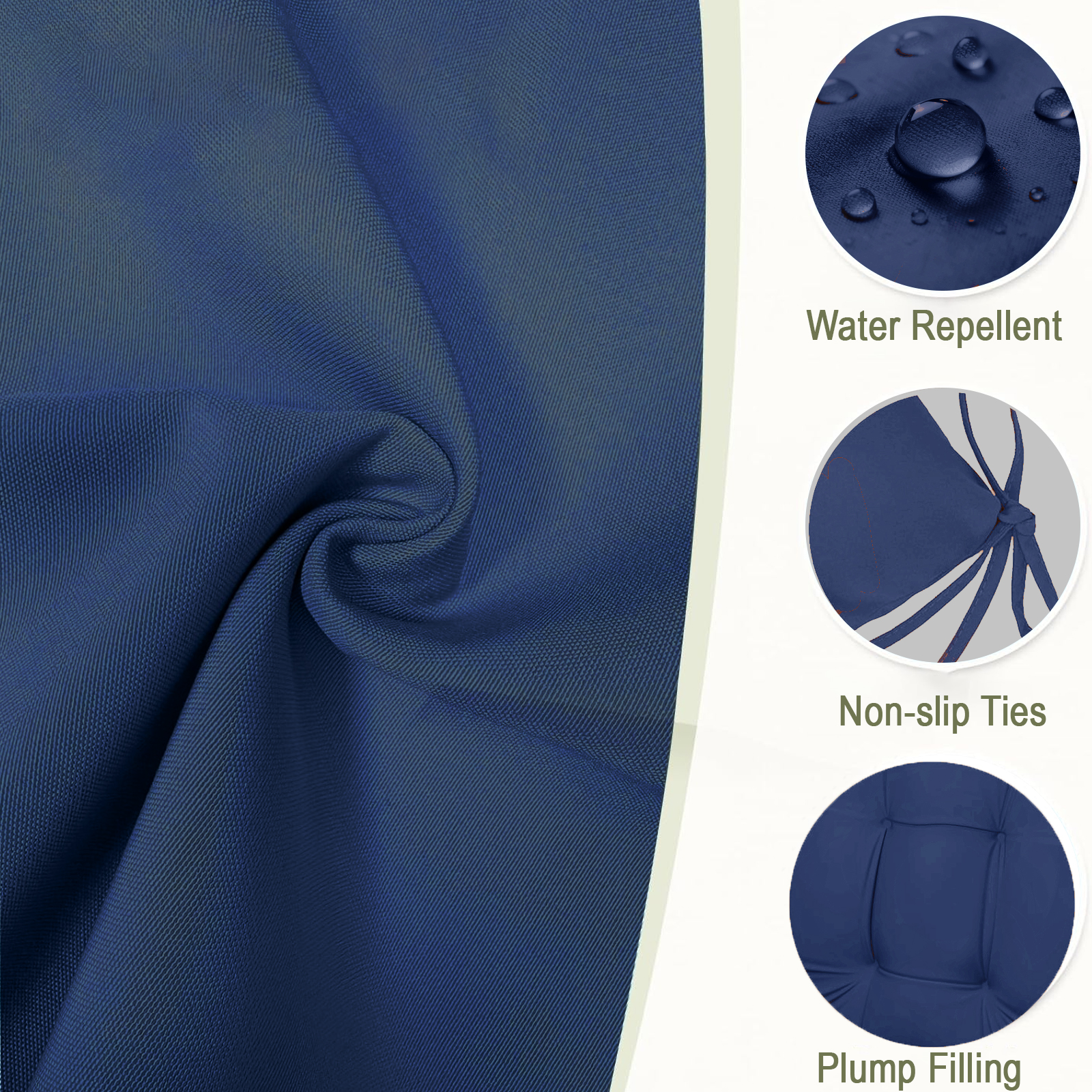 Outdoor High Back Chair Cushions Set of 2, 42"x21"x4" Tufted Waterproof Patio Cushion for Rocking & Dining Chairs, Soft Seat Pad with Ties, Fade-Resistant Indoor Outdoor Use