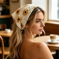 thumbnail image 2 of Crochet Daisy Triangle Head Scarf, Knitted Floral Bandana Head Wrap, Adjustable Back Tie Hair Kerchief For Daily, Travel, Beach & Outdoor Styling, 2 of 4