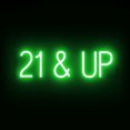 thumbnail image 1 of SpellBrite 21 & UP LED Sign for Business. 22.8" x 6.3" Green 21 & UP Sign Has Neon Sign Look With Energy Efficient LED Light Source. Visible from 500+ Feet, 8 Animation Settings., 1 of 4