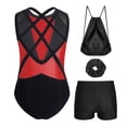 thumbnail image 4 of Sholeno Girls Gymnastics Dance Leotard Sets Tumbling Skating Workout Outfit with Shorts Hairband Storage Bag Red 14, 4 of 7
